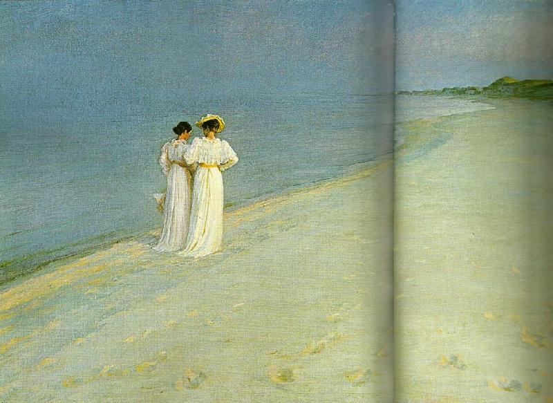 Peter Severin Kroyer sommeraften pa skagen sonderstrand med anna ancher og marie kroyer